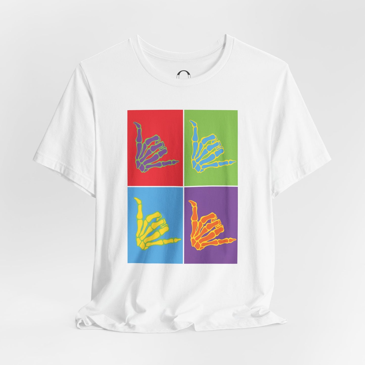 Pop Art Inspired Skeleton Hand Hang Loose Tee