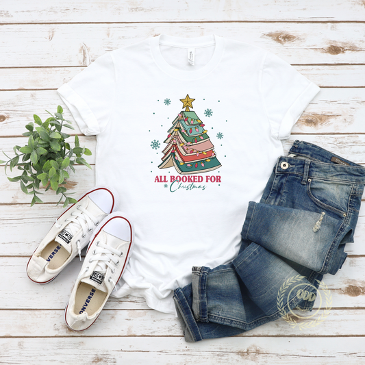 All Booked For Christmas tree Tee