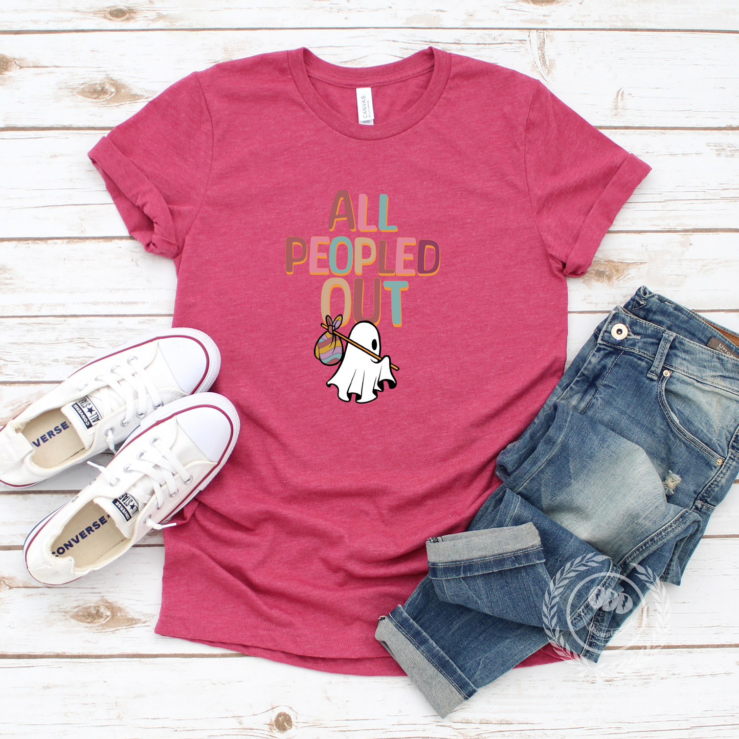 All Peopled Out  Colorful Text Tee