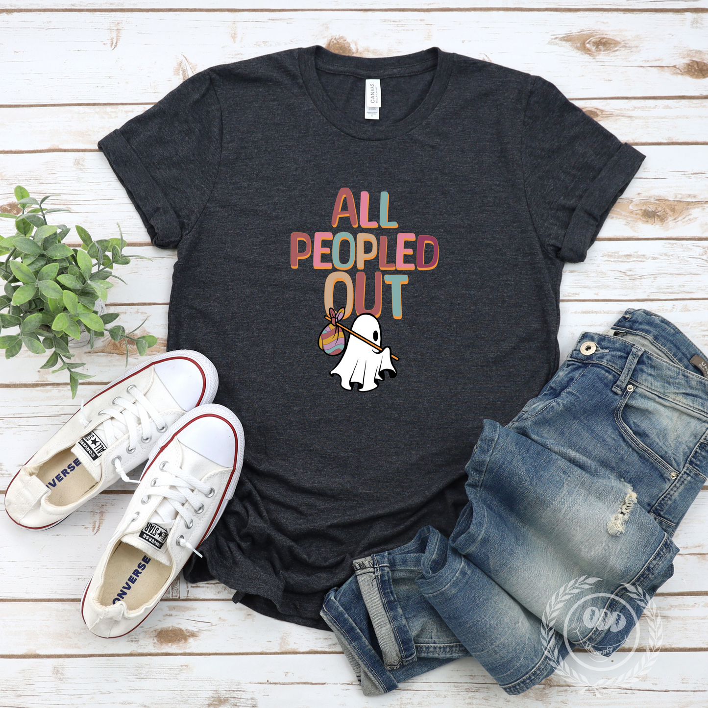 All Peopled Out  Colorful Text Tee