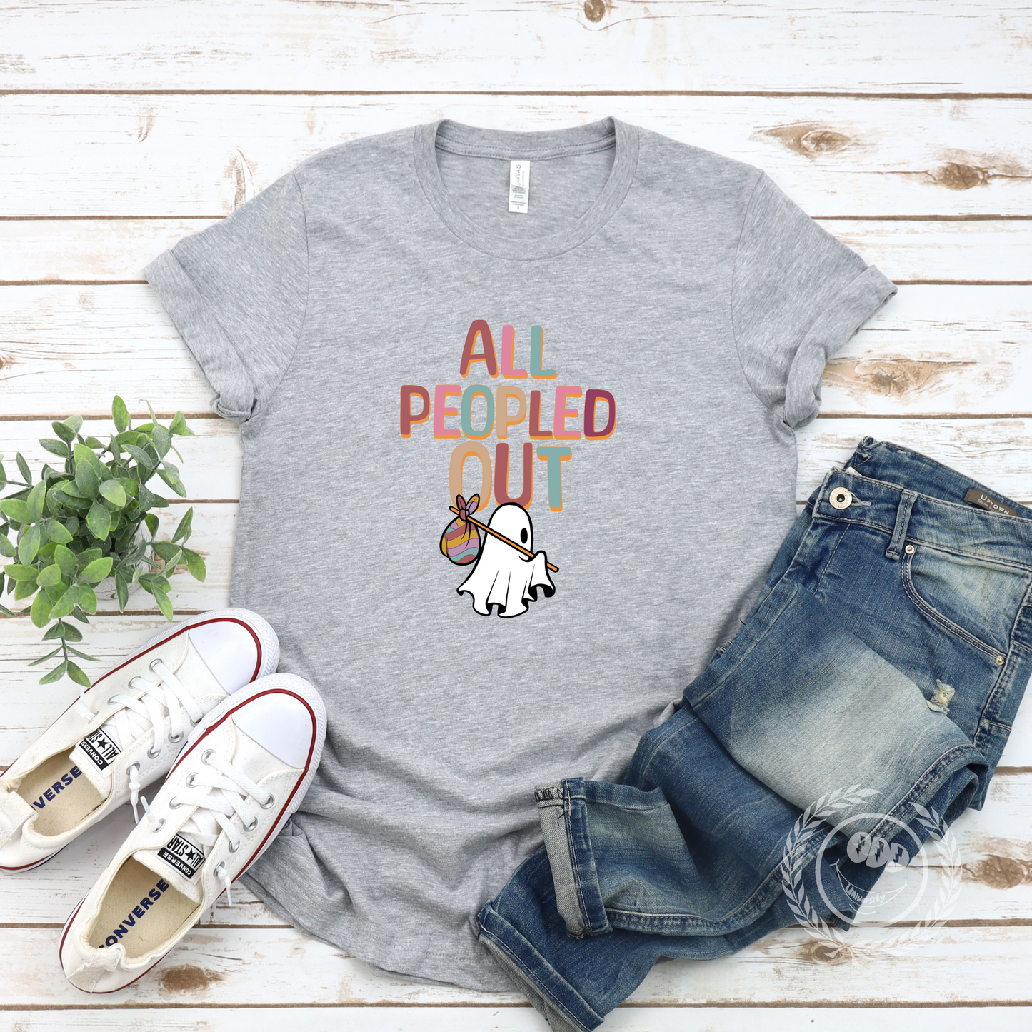 All Peopled Out  Colorful Text Tee