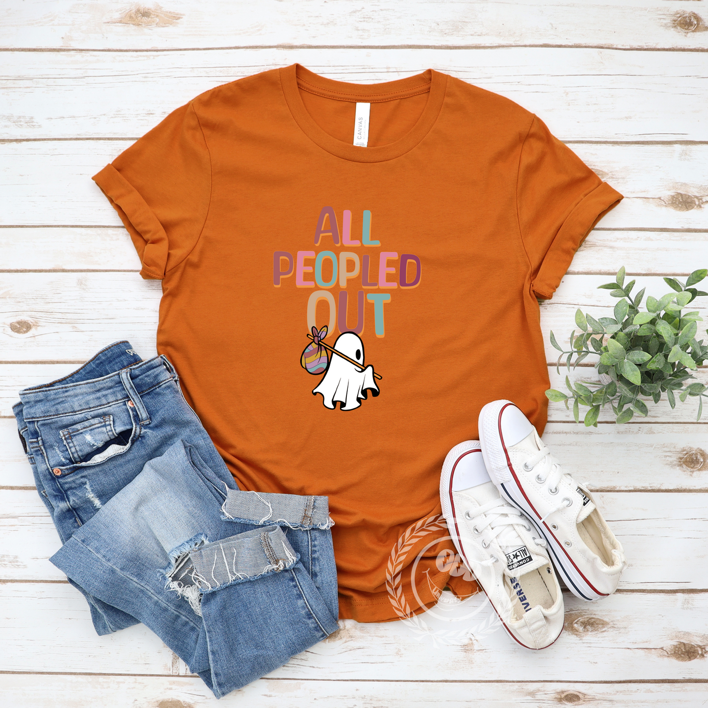 All Peopled Out  Colorful Text Tee