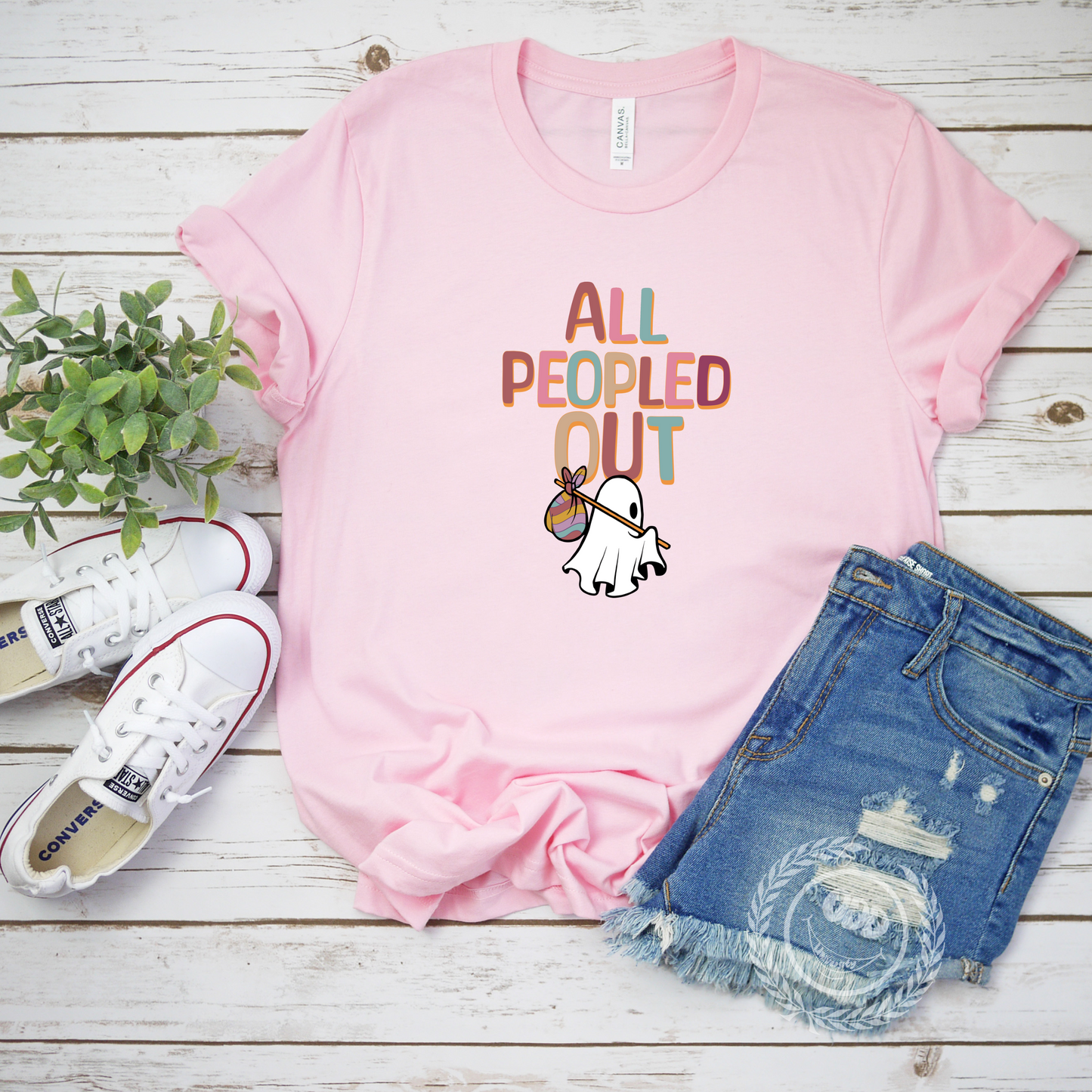 All Peopled Out  Colorful Text Tee