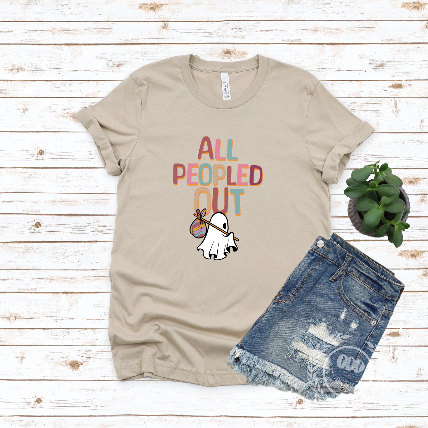 All Peopled Out  Colorful Text Tee