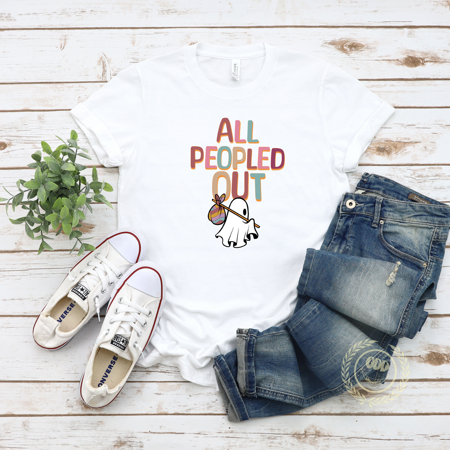 All Peopled Out  Colorful Text Tee